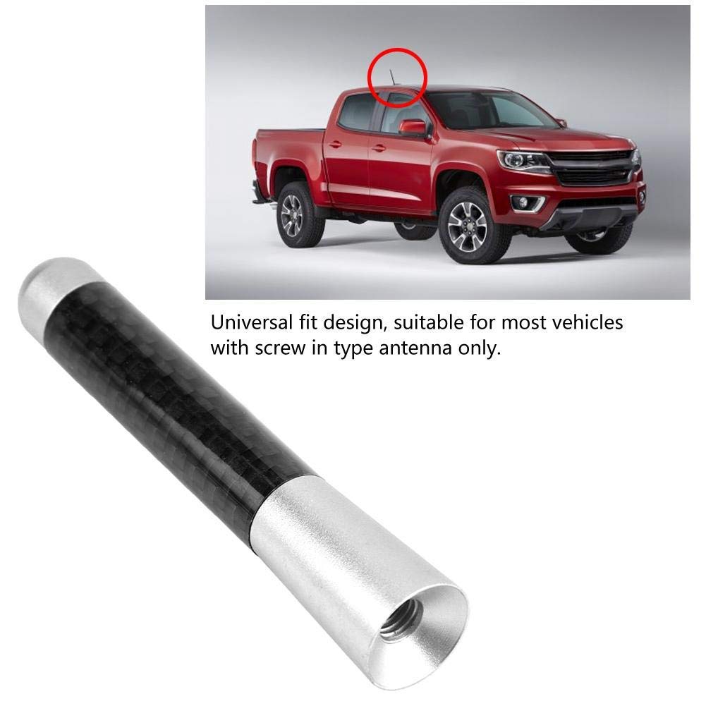 3 Inch Carbon Fiber Universal Car Antenna - Screw-on Short Radio Antenna Replacement for Vehicle Modification (Silver) | Perfect for Improved FM/AM Reception & Car Aesthetic Upgrades