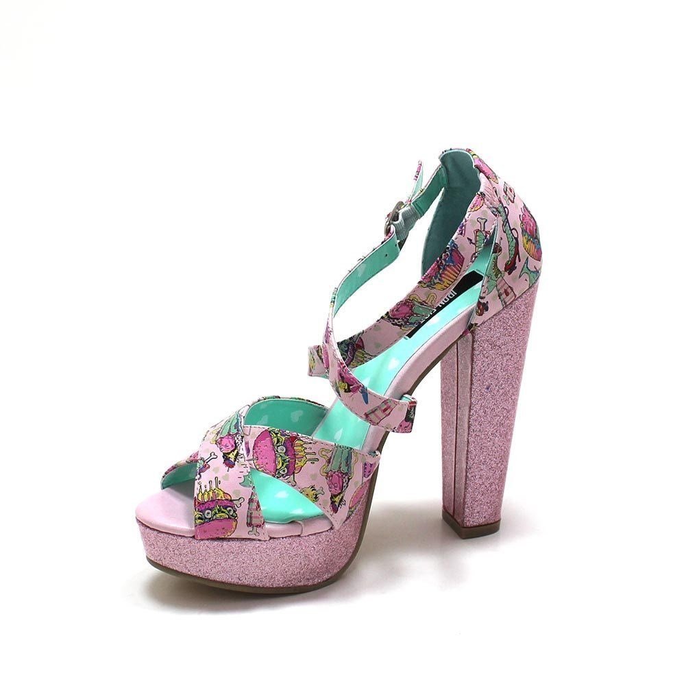 Iron Fist Death's Diner Pink Platform Sandals for Women | Gothic Punk Rock Shoes | Perfect for Concerts, Halloween & Alternative Fashion