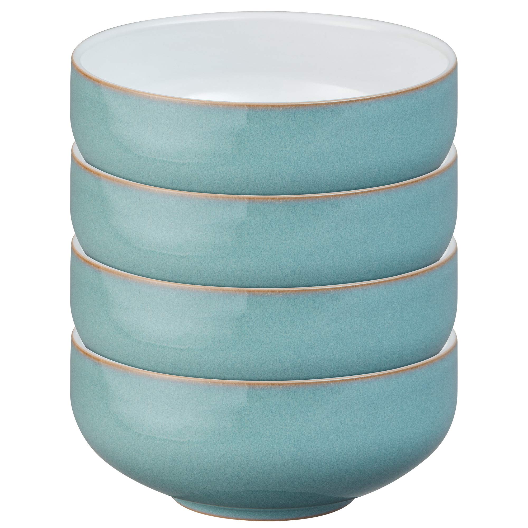 Denby Azure 4-Piece Cereal Bowl Set - Stoneware Breakfast Bowls for Cereal, Soup, Salad & Dessert - Dishwasher & Microwave Safe Dinnerware for Home, Kitchen & Restaurant Use