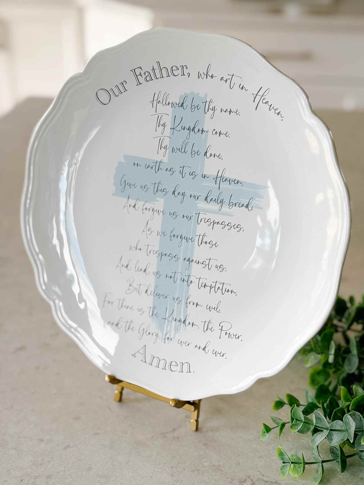 The Lord's Prayer Plate - Engraved Religious Wall Decor for Home & Church - Perfect for Christian Gifts, Prayer Rooms & Faith-Based Decorations