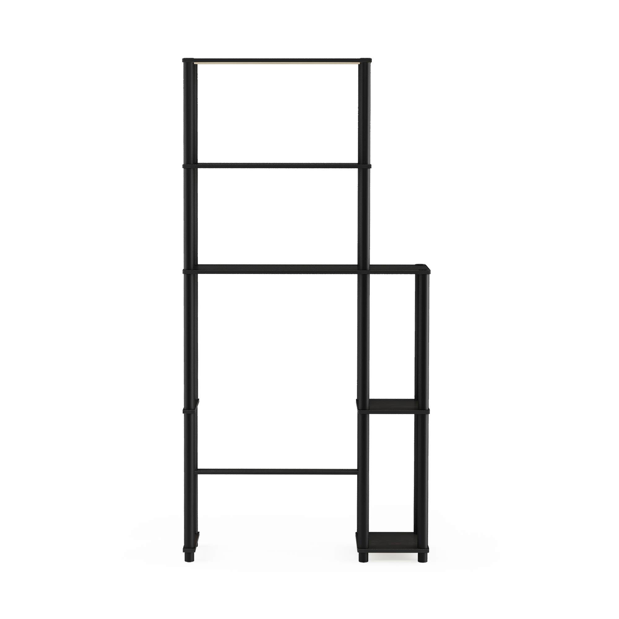 Furinno Turn-N-Tube 5-Tier Over The Toilet Storage Shelf - Space Saving Bathroom Organizer Rack for Towels, Toiletries & Decor - Espresso/Black - Perfect for Small Bathrooms & Apartment Living