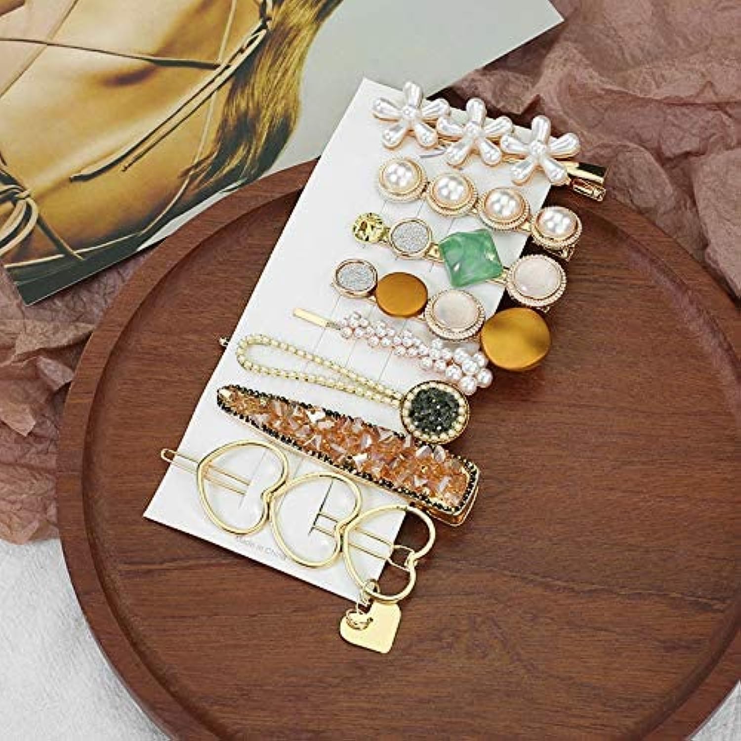HOMEMATES 8-Piece Korean Pearl Hair Clips Set - Elegant Marble Alligator Bobby Pins & Duckbill Hairpins for Women | Wedding, Party, Daily Hair Accessories