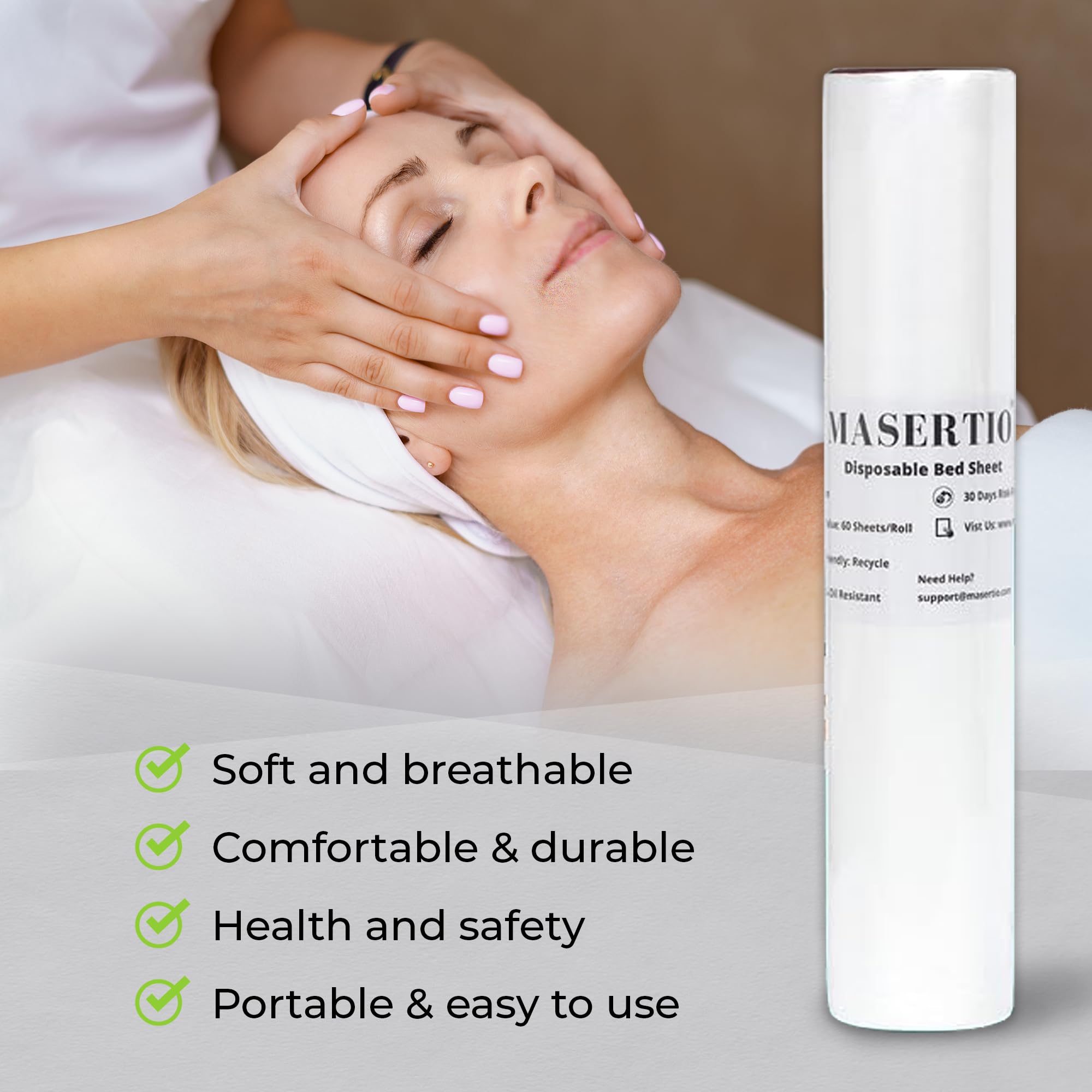 Disposable Massage Bed Cover - 6 Rolls (60 Sheets Per Roll), 31.5