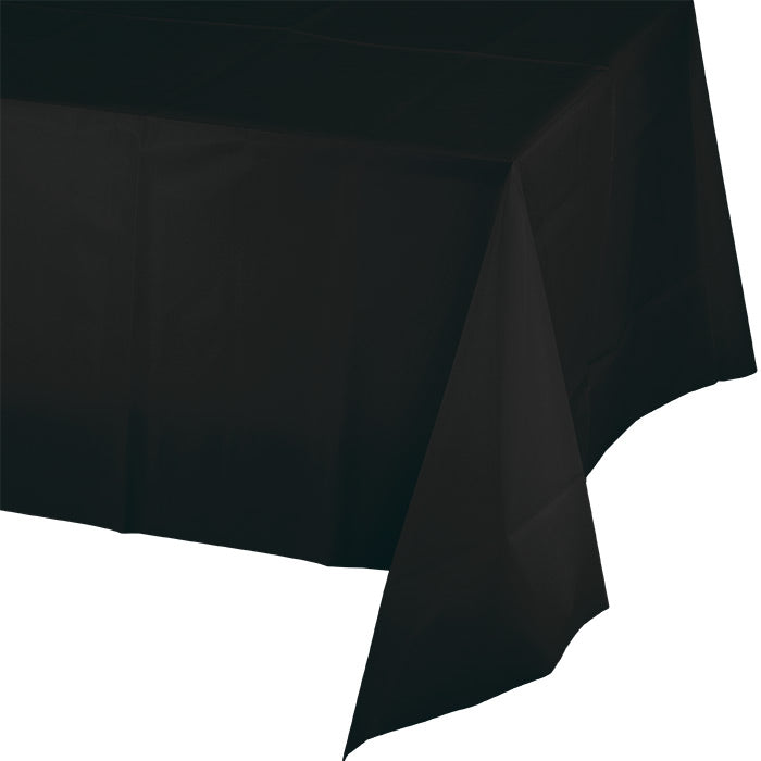 12-Piece Bulk Black Velvet Plastic Table Covers - Waterproof & Wrinkle-Resistant - Perfect for Weddings, Parties, Banquets & Events