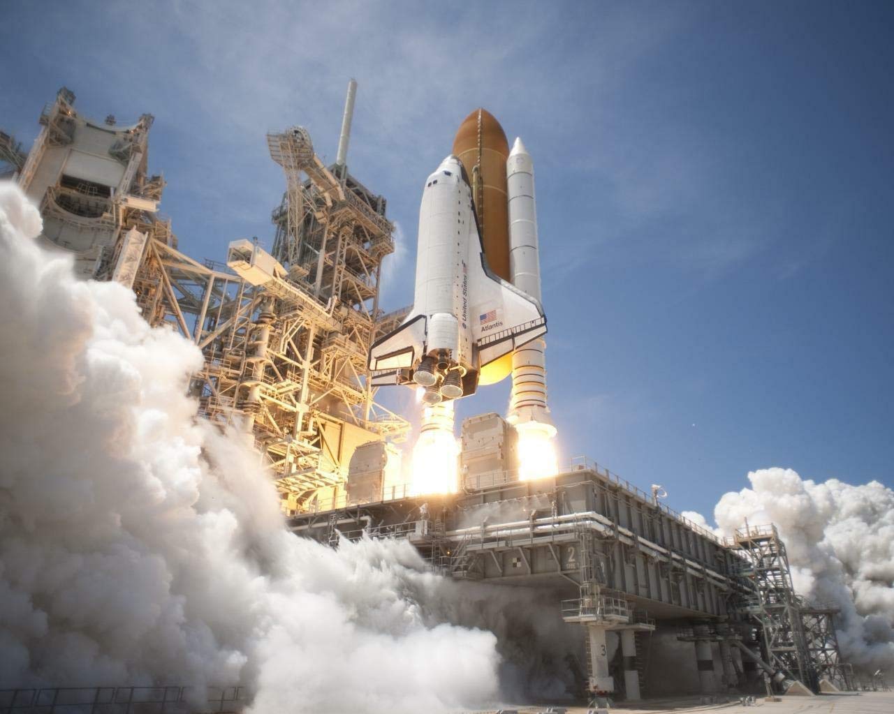 Atlantis Rocket Launch Shuttle 20x30 Inch Laminated Poster - Vibrant Colors & HD Space Imagery - Perfect for Home, Office & Classroom Decor - NASA Wall Art for Space Enthusiasts & Science Teachers