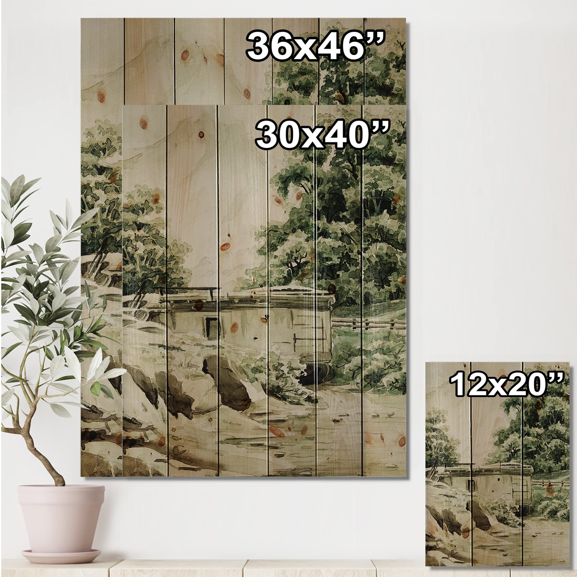 Mountain Cabin & Lodge Wood Wall Decor - Green Wood Wall Art, Large Landscape Wood Panels Printed on Natural Pine - Perfect for Rustic Home, Cabin, or Lodge Decor