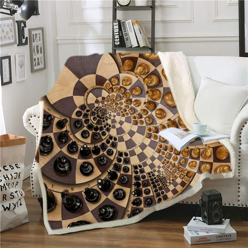 Premium Microfiber Chess Pattern Throw Blanket - Ultra Soft Plush Fleece Sherpa Blanket for Kids & Adults - Perfect for Bedroom, Living Room, and Game Nights