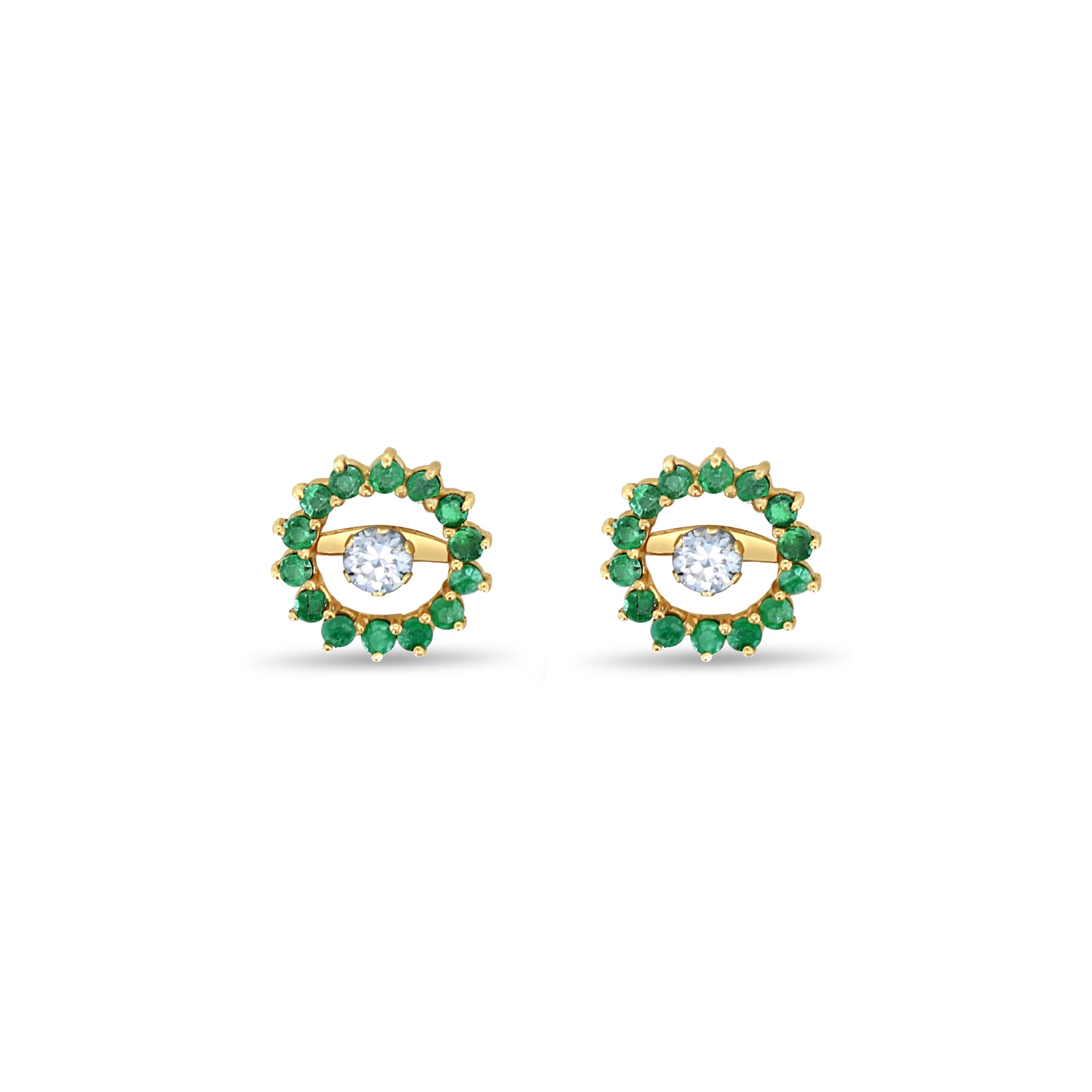 14K Yellow Gold Natural Emerald Earring Jackets - Elegant Stud Backings for Everyday Wear, Parties & Special Occasions