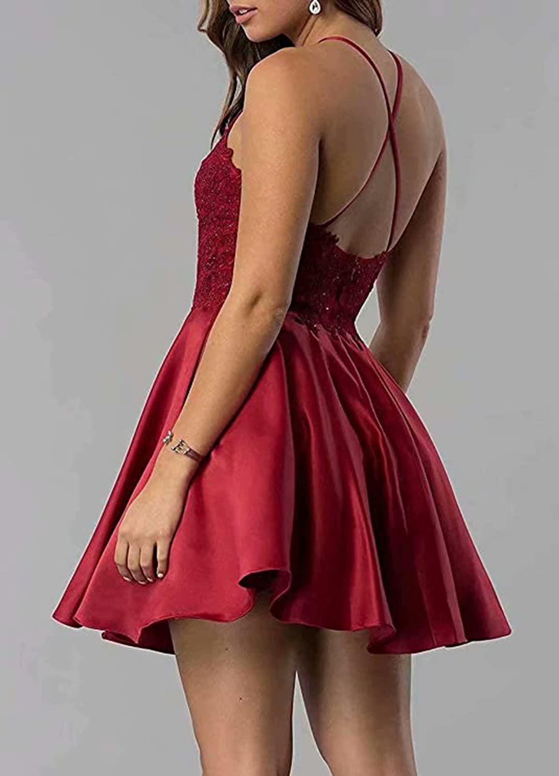 Women's Sky Blue Short Homecoming Dress - Halter Neckline, Applique Detail, Sleeveless with Pockets - Junior Size 6 | Perfect for Prom, Party, Dance & Special Occasions
