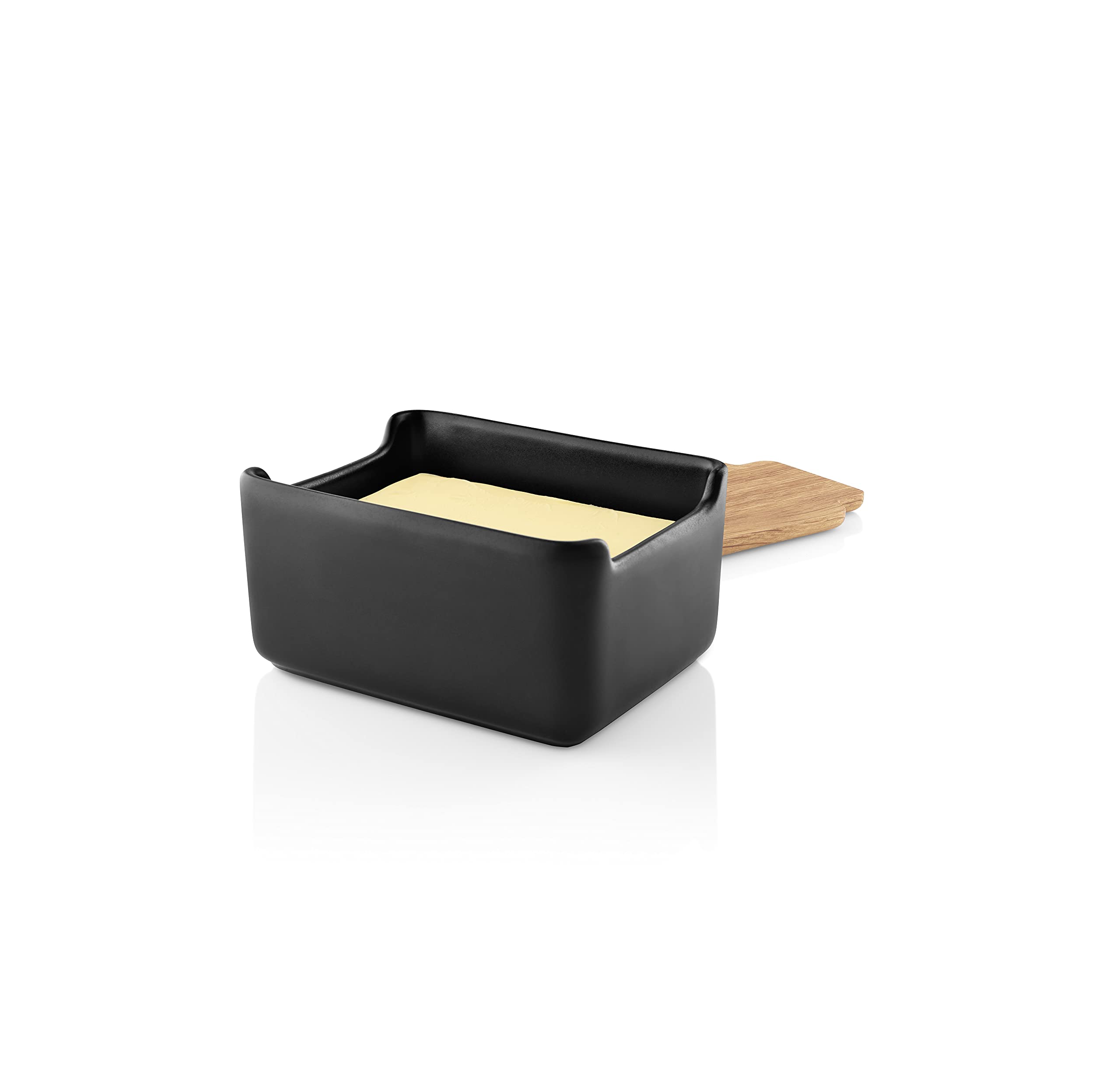 EVA SOLO Nordic Kitchen Butter Dish with Oak Lid - Black Modern Danish Design for Standard Butter Packs | Perfect for Dining Tables, Kitchen Countertops & Gift Giving