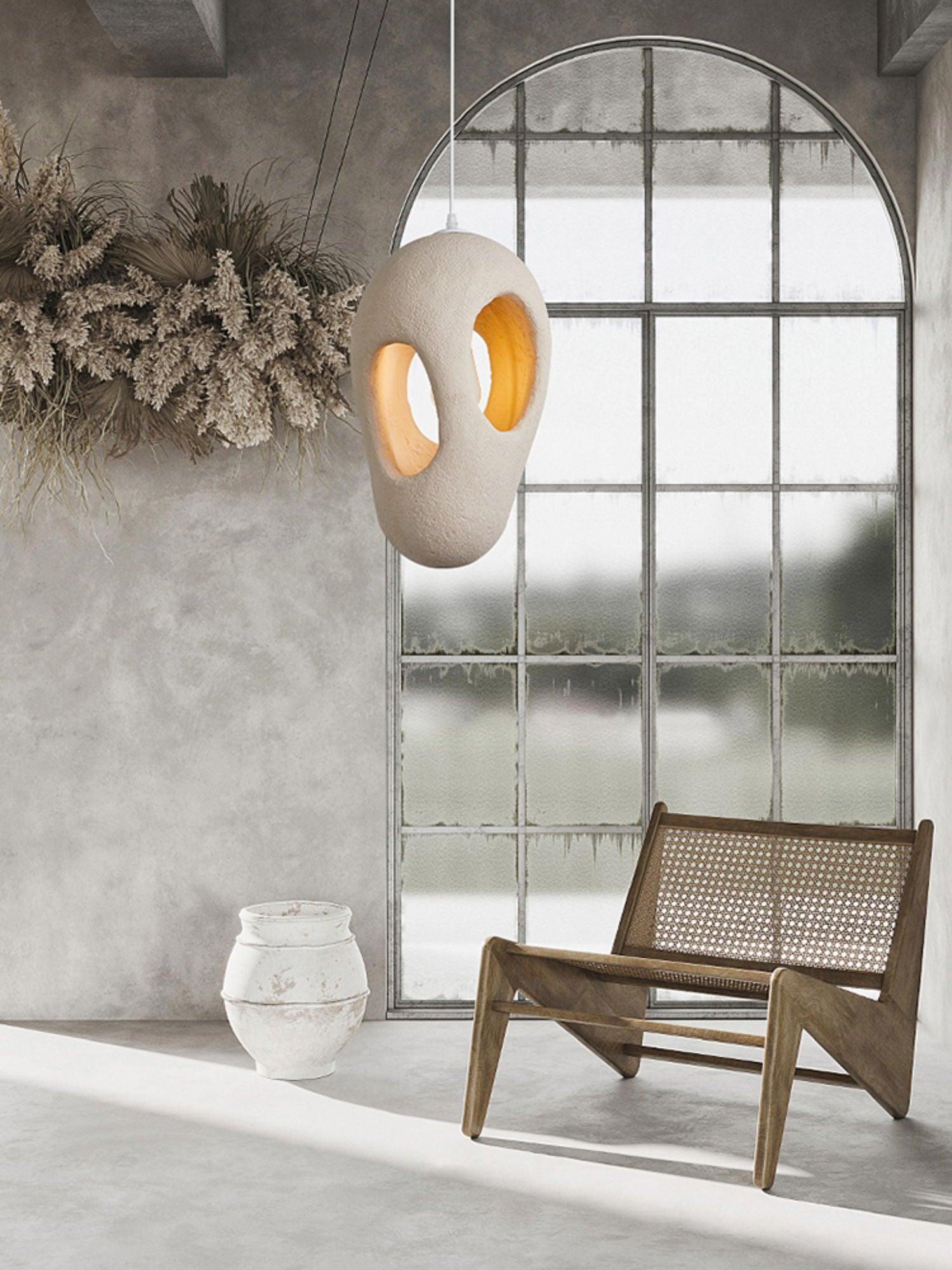 Handmade White Pendant Light - Modern Glass Hanging Lamp for Kitchen Island, Dining Room & Bedroom Lighting