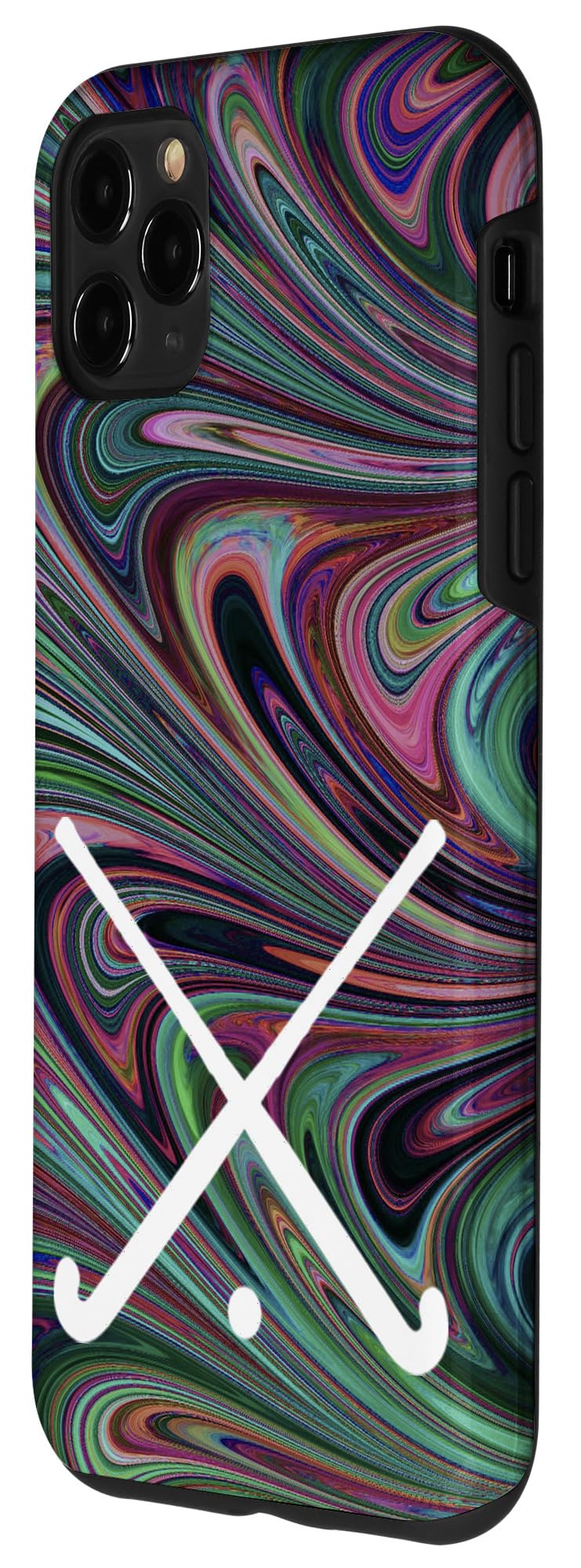 iPhone 11 Pro Max Hockey Protective Case - Durable Shockproof Dark Swirl Design for Field Hockey Players | Perfect for Sports, Outdoor Activities & Daily Use