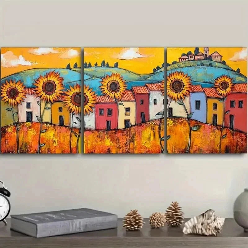 3-Piece Sunflower Canvas Wall Art Set - Framed 50x70cm (20x28in) High Quality Print - 100% Australian Made - Ready to Hang Wall Decor for Living Room, Bedroom & Office