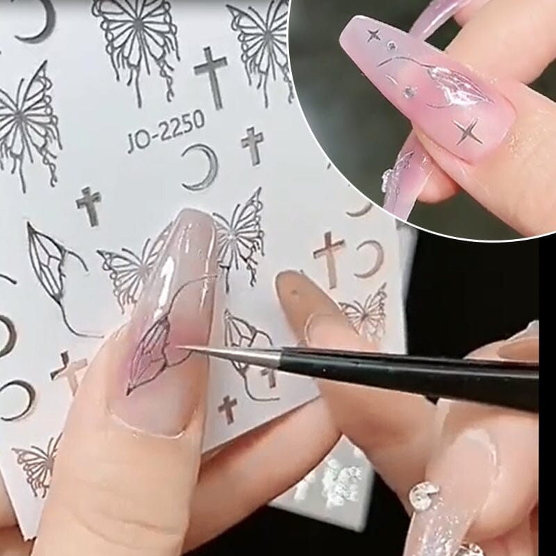 3D Hollow Butterfly Star Nail Stickers - Colorful JO 2251 #05 for DIY Nail Art, Party & Special Occasions