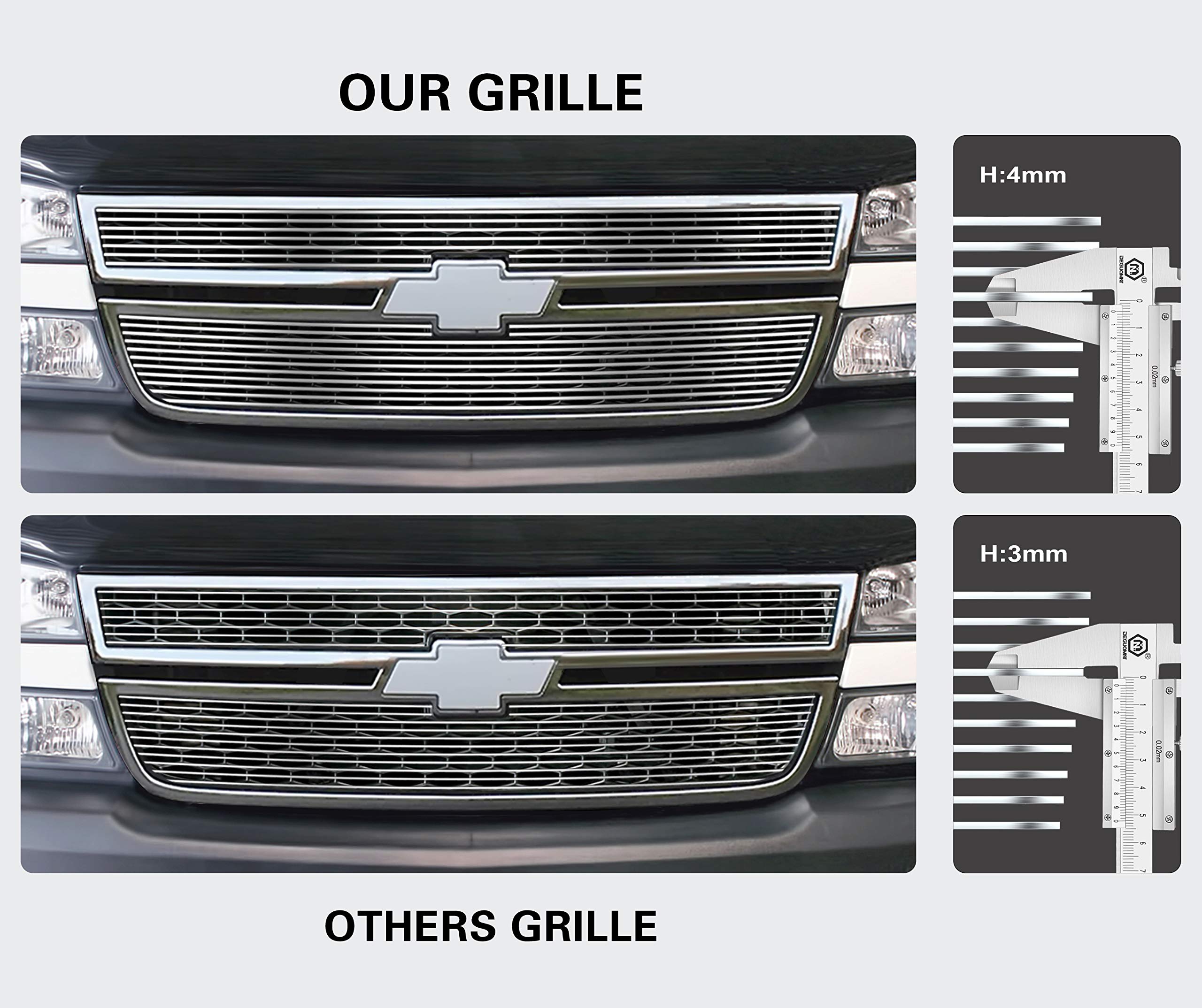 APS Compatible with Chevy Equinox 2010-2015 Stainless Steel Chrome Billet Front Grille Insert C66738A - Upgrade Your Vehicle's Style for a Sleek and Modern Look