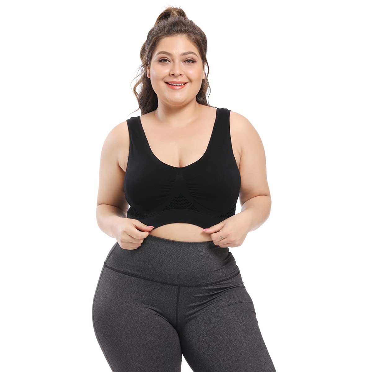 Plus Size Sports Bras for Women - Light Support Seamless Wireless Workout Yoga Gym Fitness Bras, Tank Tops & Crop Tops - Perfect for Yoga, Gym, Running and Sleeping