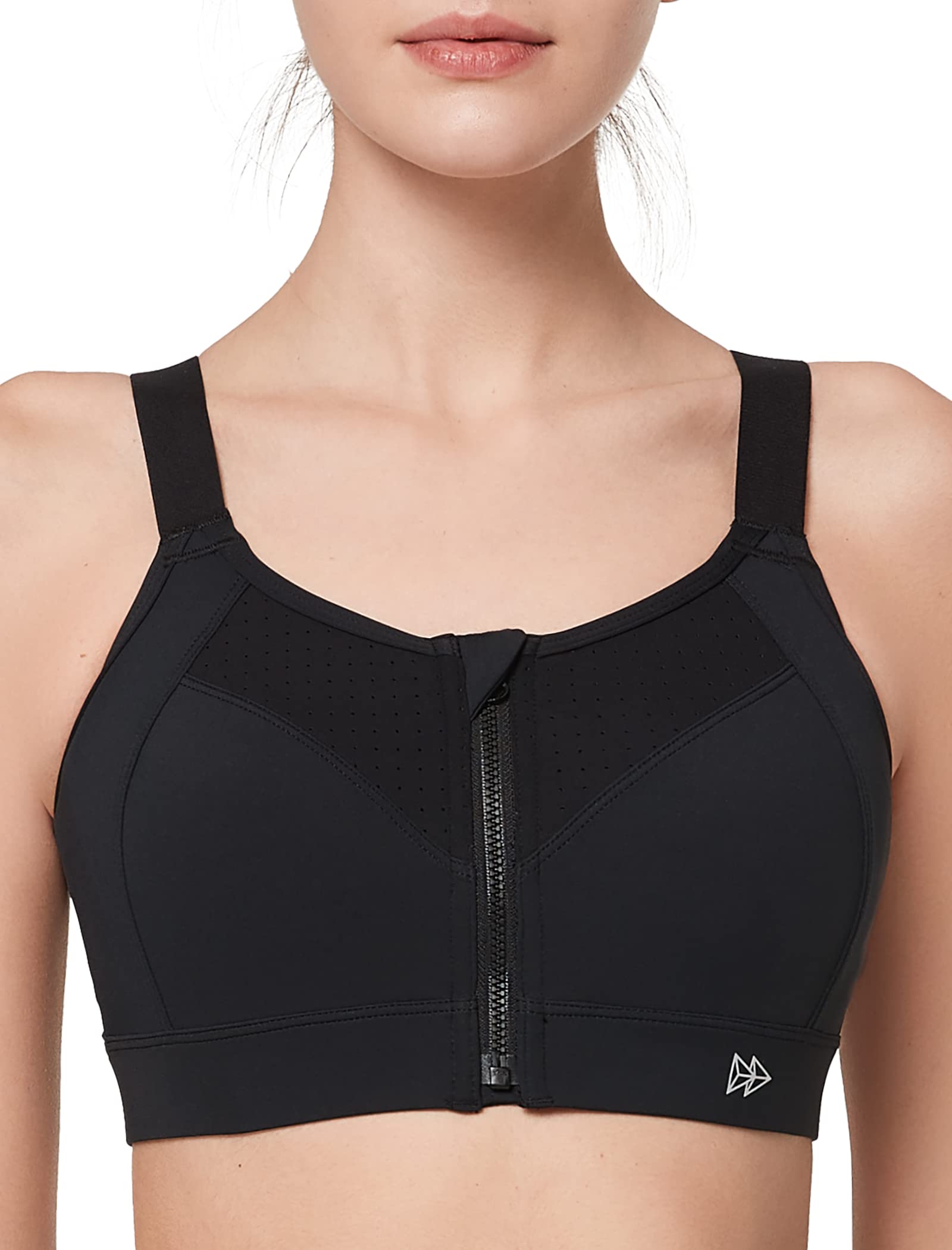 Yvette Adjustable High Impact Sports Bras for Women - Zip Front Wireless Plus Size Workout Bra for Running, Gym & Active Lifestyle