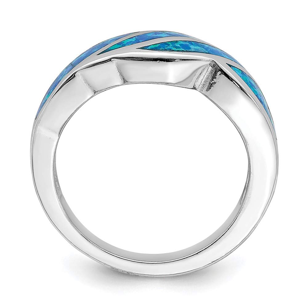 925 Sterling Silver Blue Opal Inlay Ring for Women - Handmade Fine Jewelry, Dainty Stackable Band, Unique Gift for Her - Perfect for Birthdays, Anniversaries & Everyday Elegance