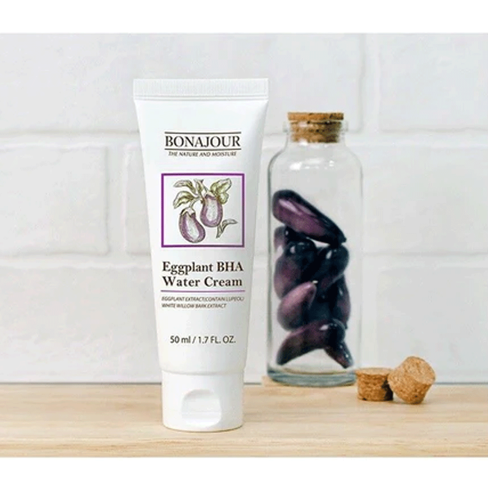 BONAJOUR Eggplant BHA Water Cream 50ml - Pore Minimizer & Oil Control Face Moisturizer for Acne-Prone Skin | Perfect for Daily Skincare Routine & Makeup Prep