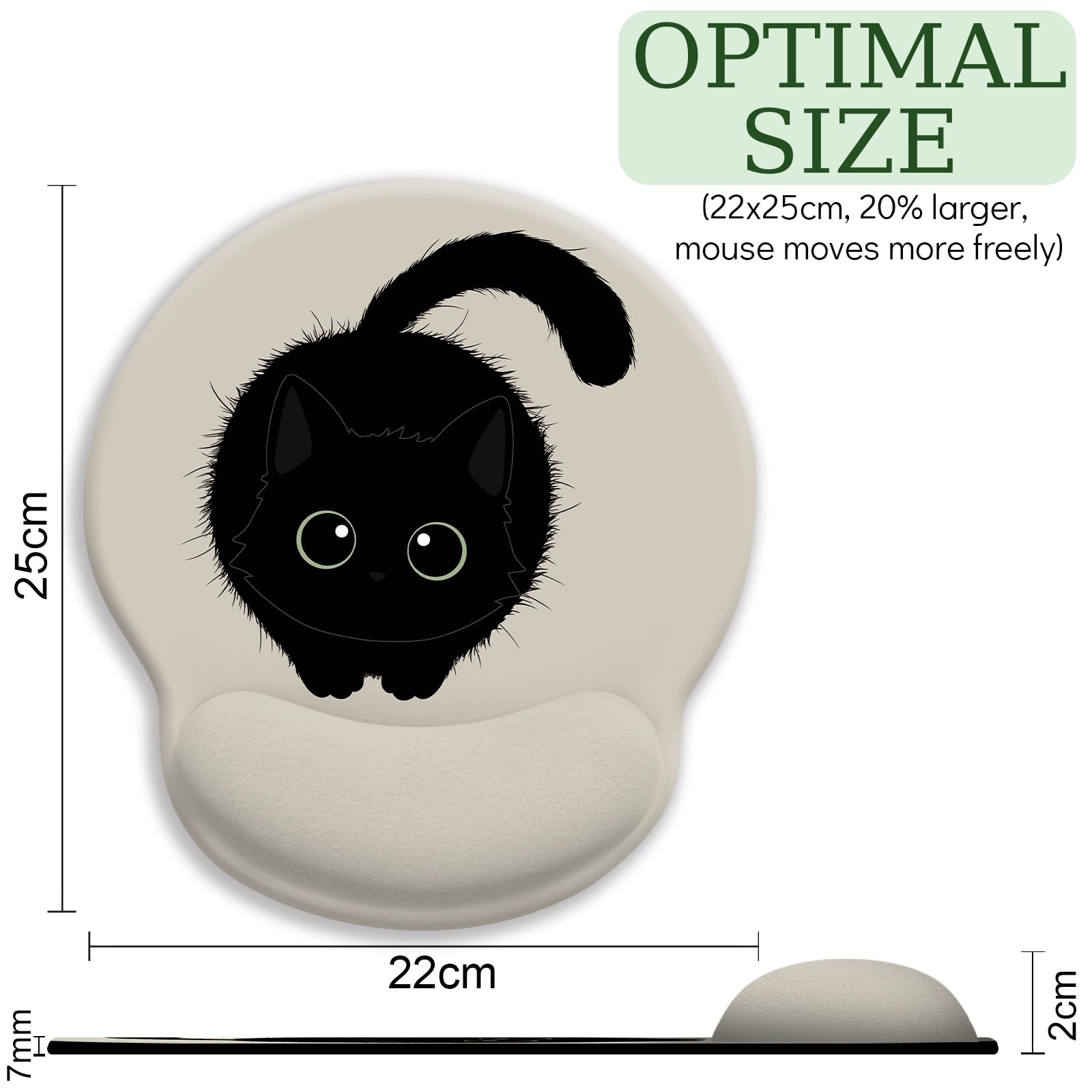 Ergonomic Mouse Pad with Wrist Rest for Cat Lovers - Non-Slip Gaming & Office Desk Mousepad with Pain Relief PU Base - Perfect for Computer Work, Gaming, and Office Decor Accessories