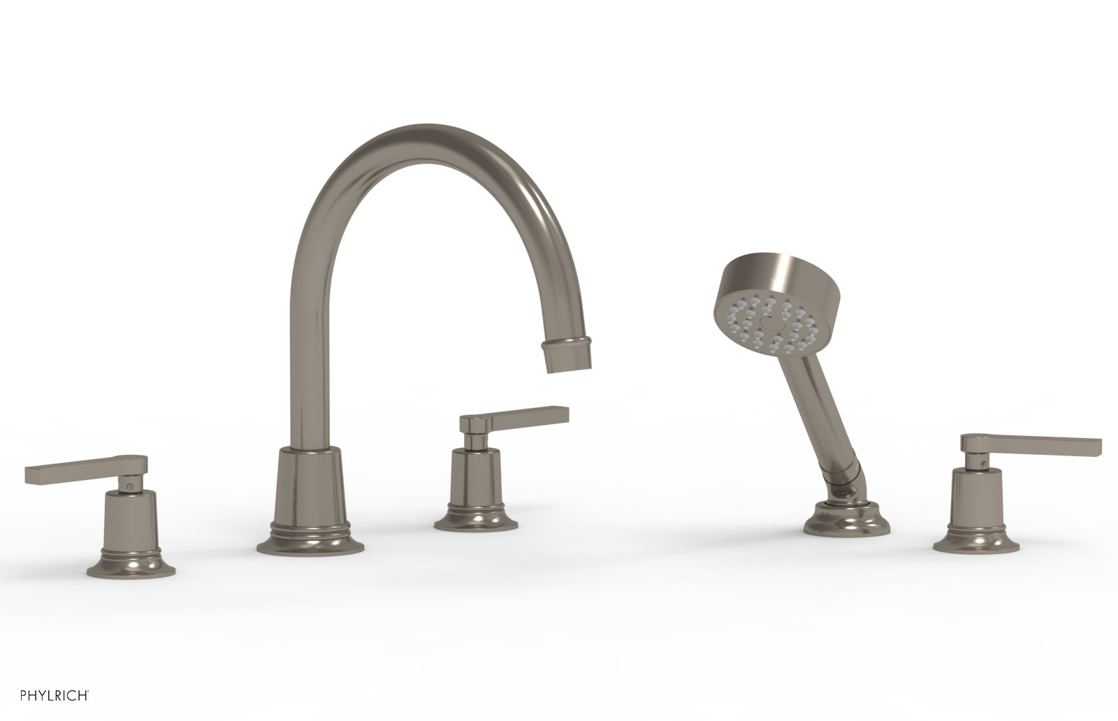 HEX MODERN Deck Mount Tub Faucet Set with Hand Shower and Lever Handles 501-51 - Perfect for Bathroom Renovation and Spa-Like Shower Experience
