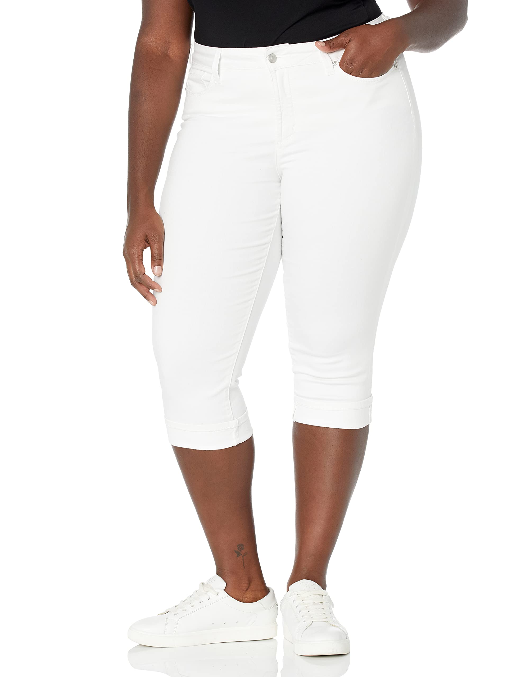 NYDJ Women's Petite Marilyn Crop Cuff Jeans - High Waist Slim Fit Denim Pants for Petite Women | Perfect for Work, Casual Outings & Travel
