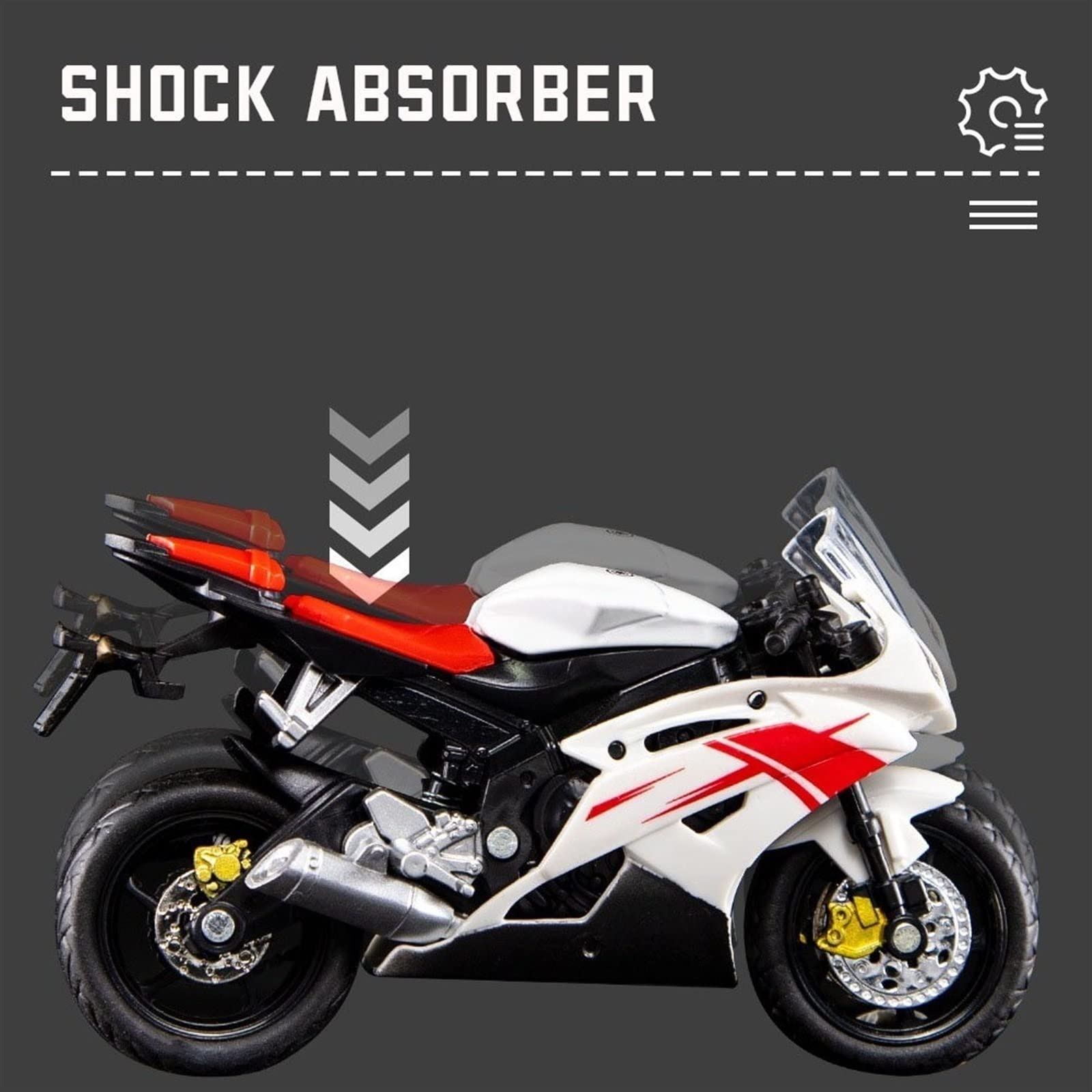 1/18 Scale Yamaha R6 Alloy Motorcycle Model Kit - Diecast Collectible Toy for Boys, Kids Birthday Gift - Black - Perfect for Display, Racing Enthusiasts & Car Collection Lovers