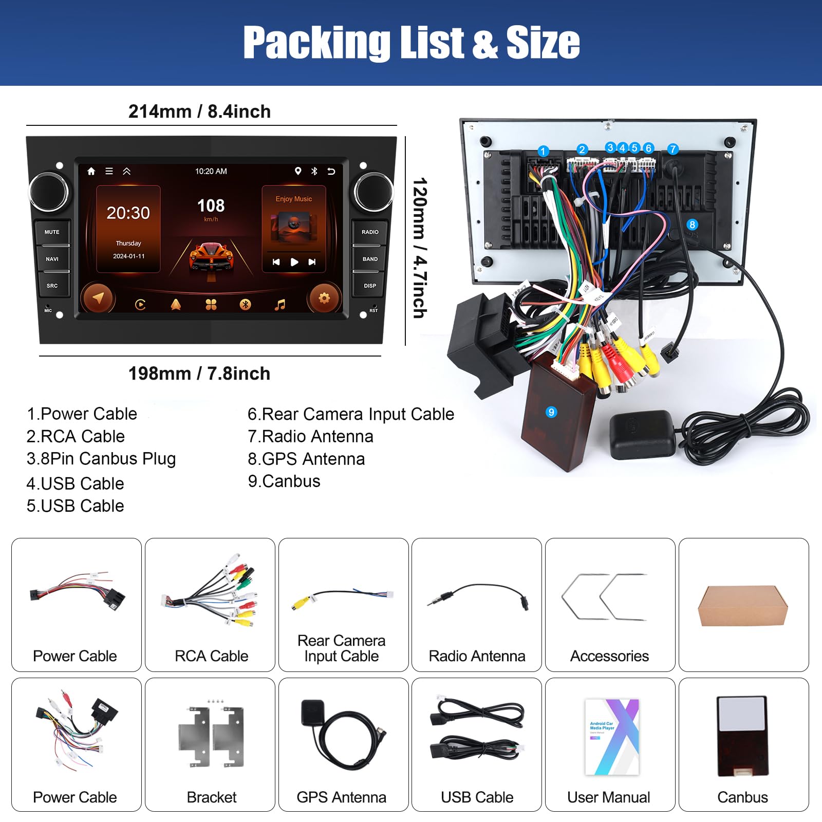 CAMECHO 7 Inch Android 13 Car Stereo with 2GB RAM 64GB ROM - Wireless CarPlay & Android Auto - Compatible with Opel Astra Antara Vectra Corsa Zafira Meriva - Double Din Touchscreen with RDS FM Radio & Bluetooth - Perfect for Navigation, Music Streaming & Hands-Free Calling