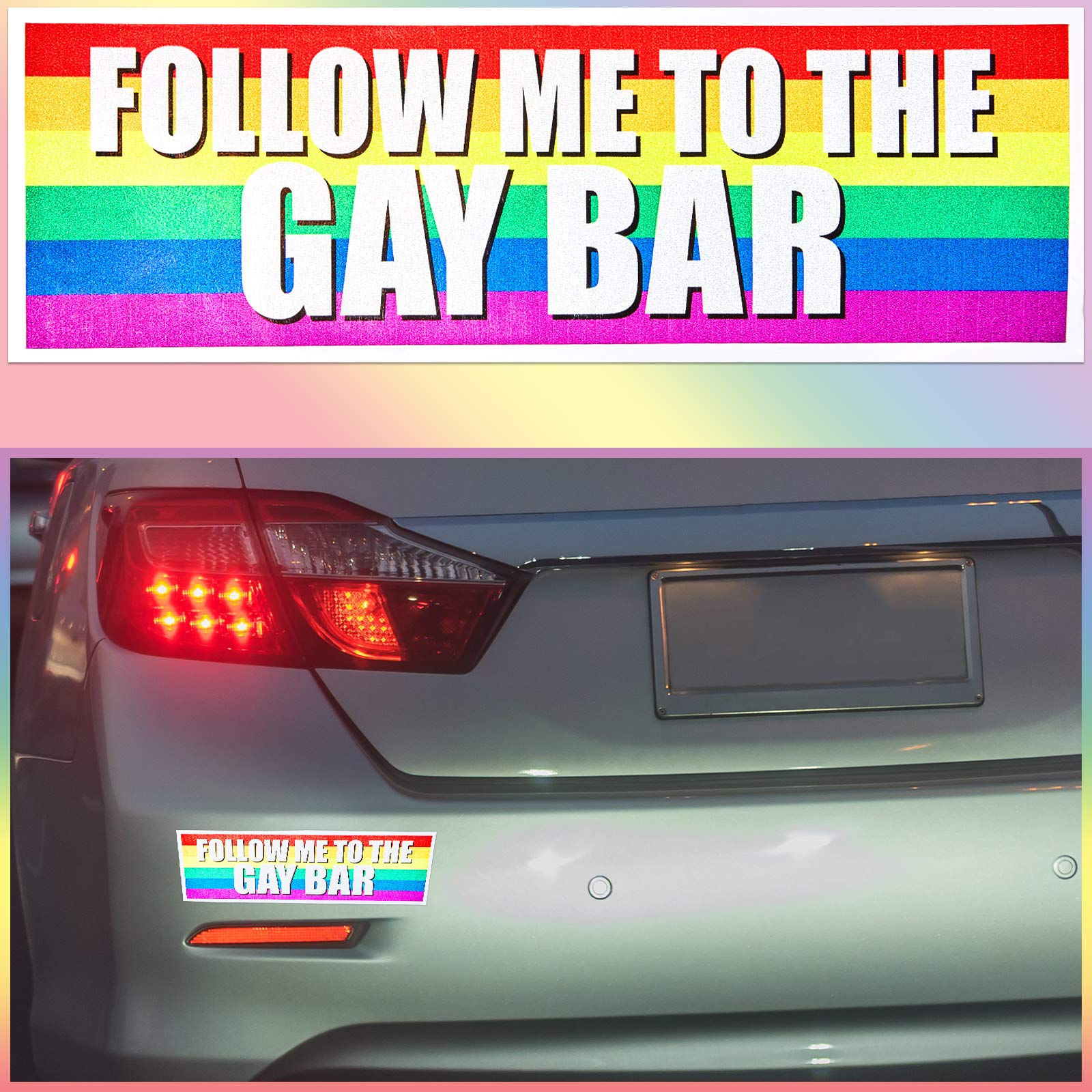 2 Pack Large Funny Rainbow Bumper Stickers - Waterproof Vinyl Decals for Cars, Trucks, SUVs, RVs, Boats & Laptops (10x3 Inches) - Perfect for Pride Events, Personalizing Vehicles & Tech Accessories