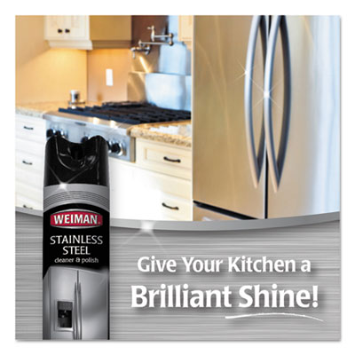 Weiman Stainless Steel Cleaner & Polish Spray - 17oz Aerosol Can (Pack of 6) | Professional-Grade Shine for Kitchen Appliances, Sinks & Outdoor Grills