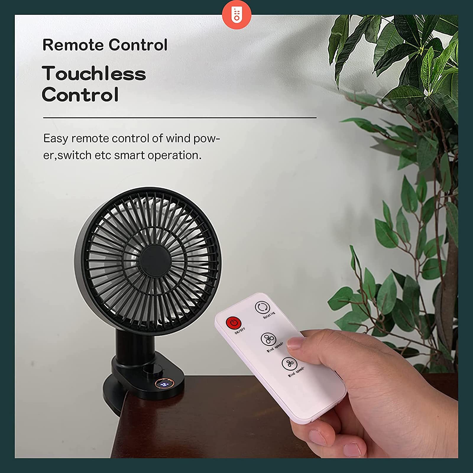Ampopt Quiet Oscillating Desk Fan with Remote Control - Ultra Quiet Cooling Fan for Home, Office, and Dorm - Black Clip-On Small Appliance for Personal Space