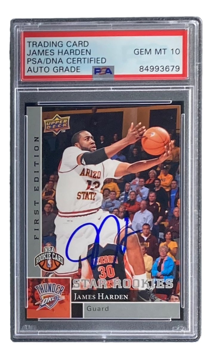 James Harden Signed 2009 Upper Deck #188 Rookie Card PSA/DNA Gem MT 10 - Authentic Autograph Basketball Collectible for Display & Investment