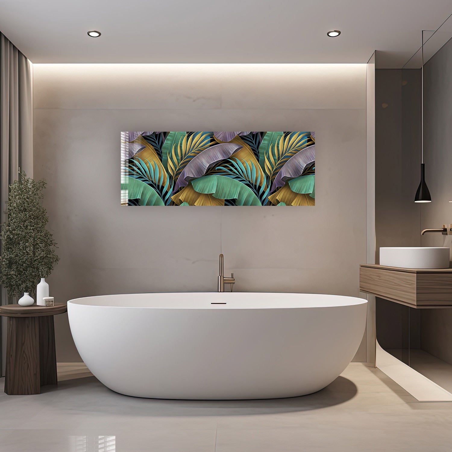 Vibrant Tropical Leaves Panoramic Wall Art - Stunning Home Decor for Living Room, Bedroom & Office