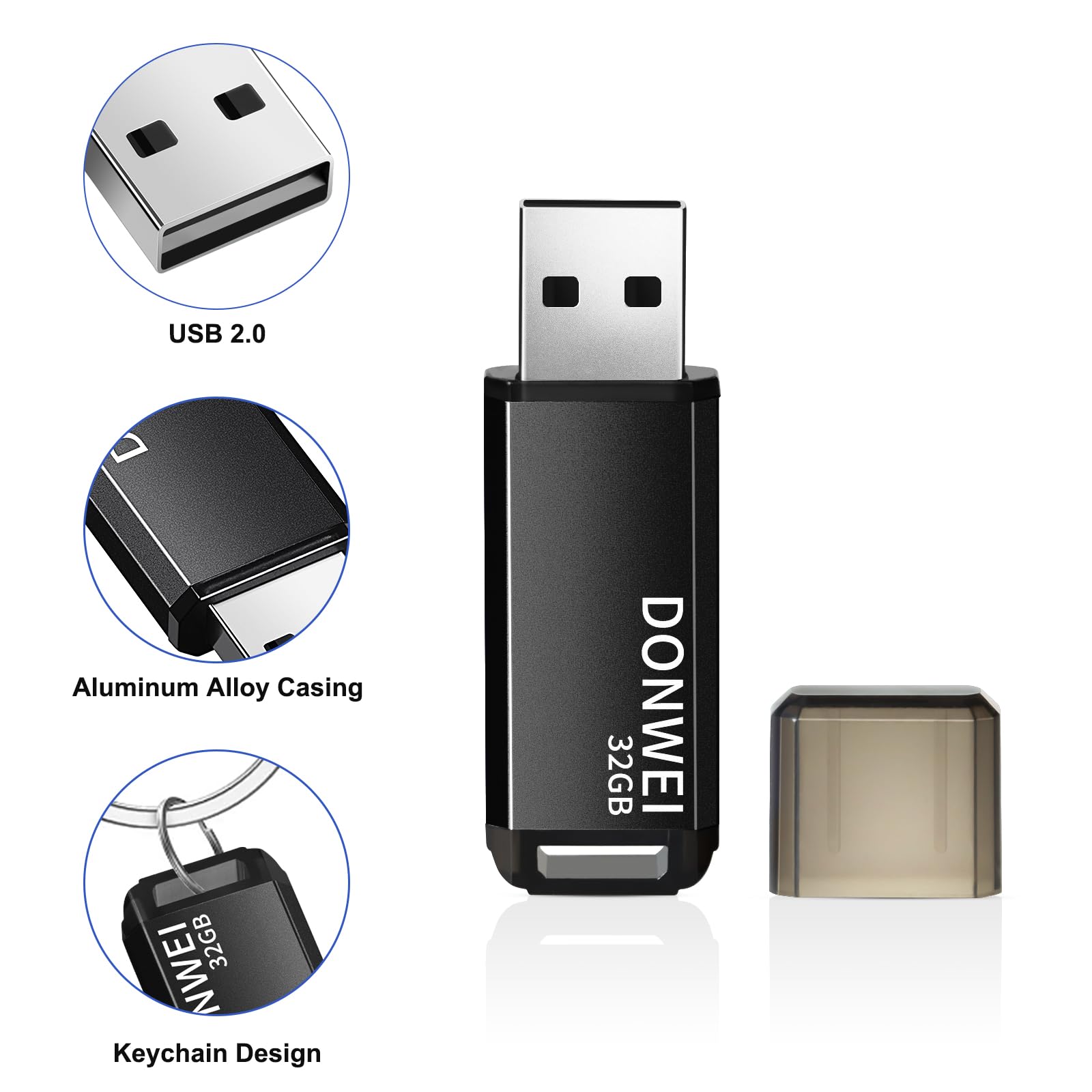 32GB USB Flash Drive 2.0 - High Speed Memory Stick with Secure Storage (Black) - Perfect for Data Transfer, Backup, School & Office Use