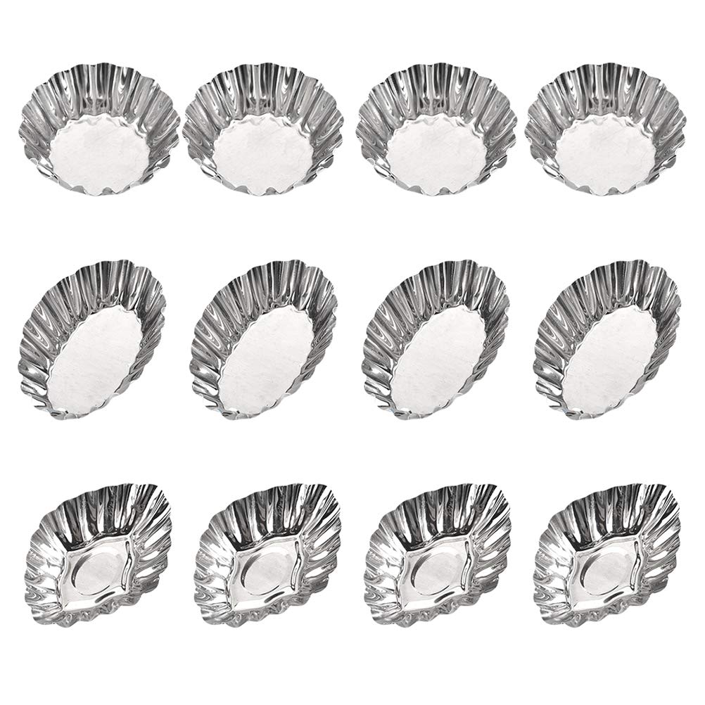 UPKOCH 12-Piece Stainless Steel Egg Tart Molds - Reusable Baking Cups for Cakes, Muffins & Pastries - Perfect for Home Baking, Dessert Making & Party Treats