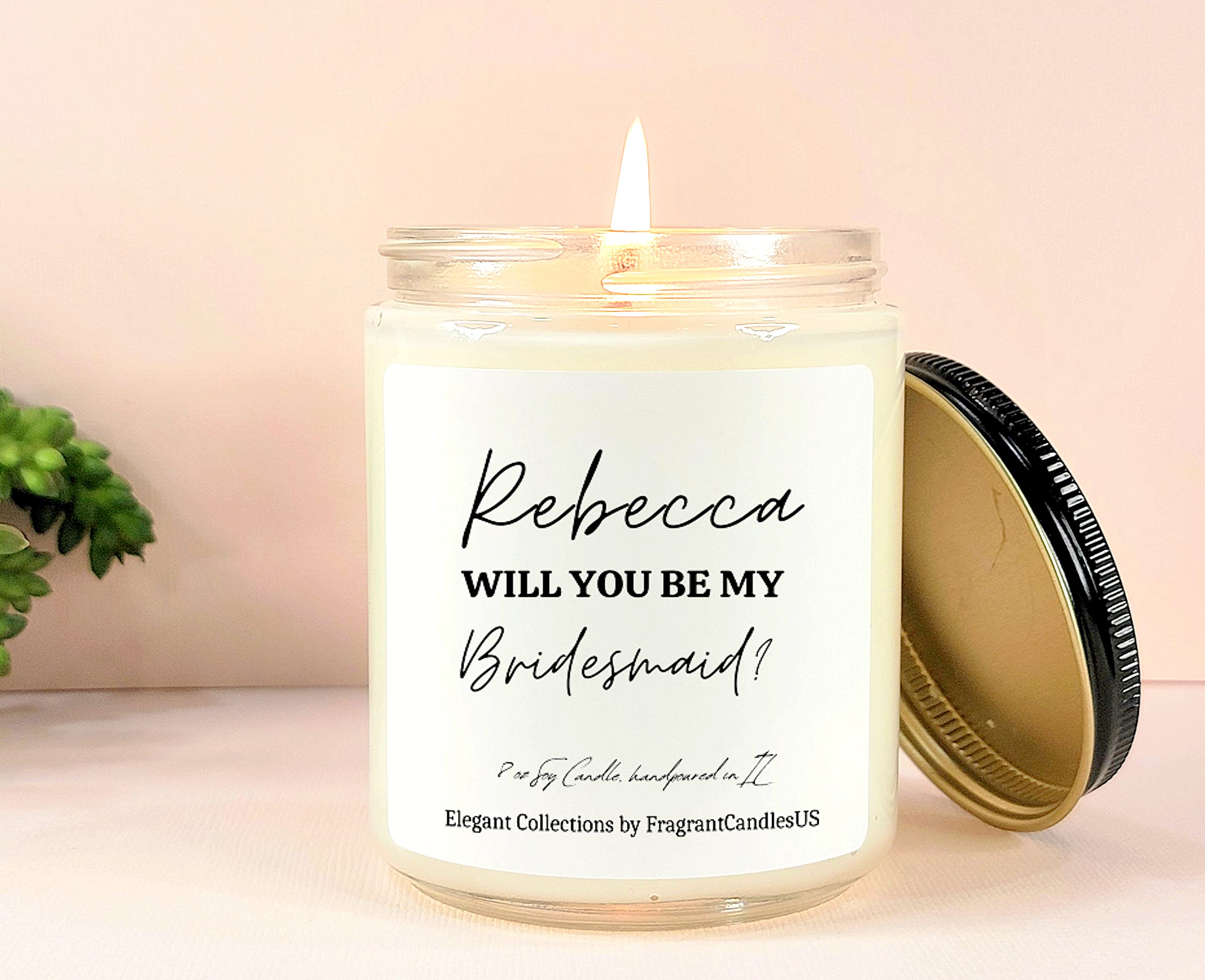 Personalized Bridesmaid Proposal Gifts - Coconut Lime Verbena Scented Candles for Wedding Party | Unique Bridal Shower, Bachelorette Party & Thank You Gifts