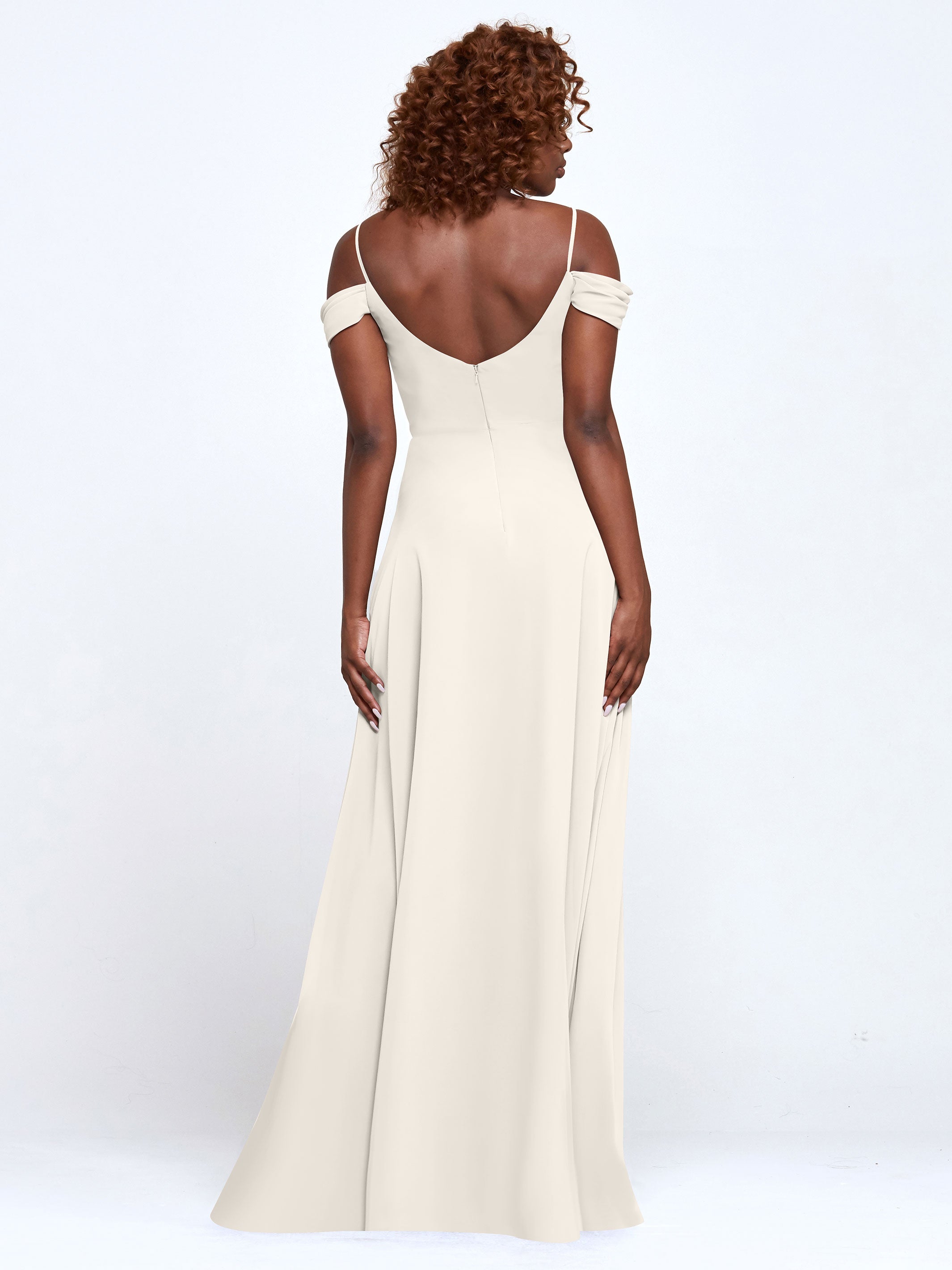 Elegant 83003 Stretch Chiffon Off-The-Shoulder A-Line Bridesmaid Dress - Perfect for Weddings, Prom, Formal Events & Special Occasions