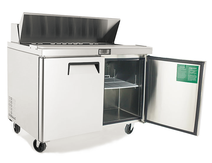 Atosa 2 Door Commercial Sandwich Prep Table Refrigerator - 60 Inch Stainless Steel Worktop with Undercounter Fridge for Deli, Bakery & Restaurant Use - Model MSF8303