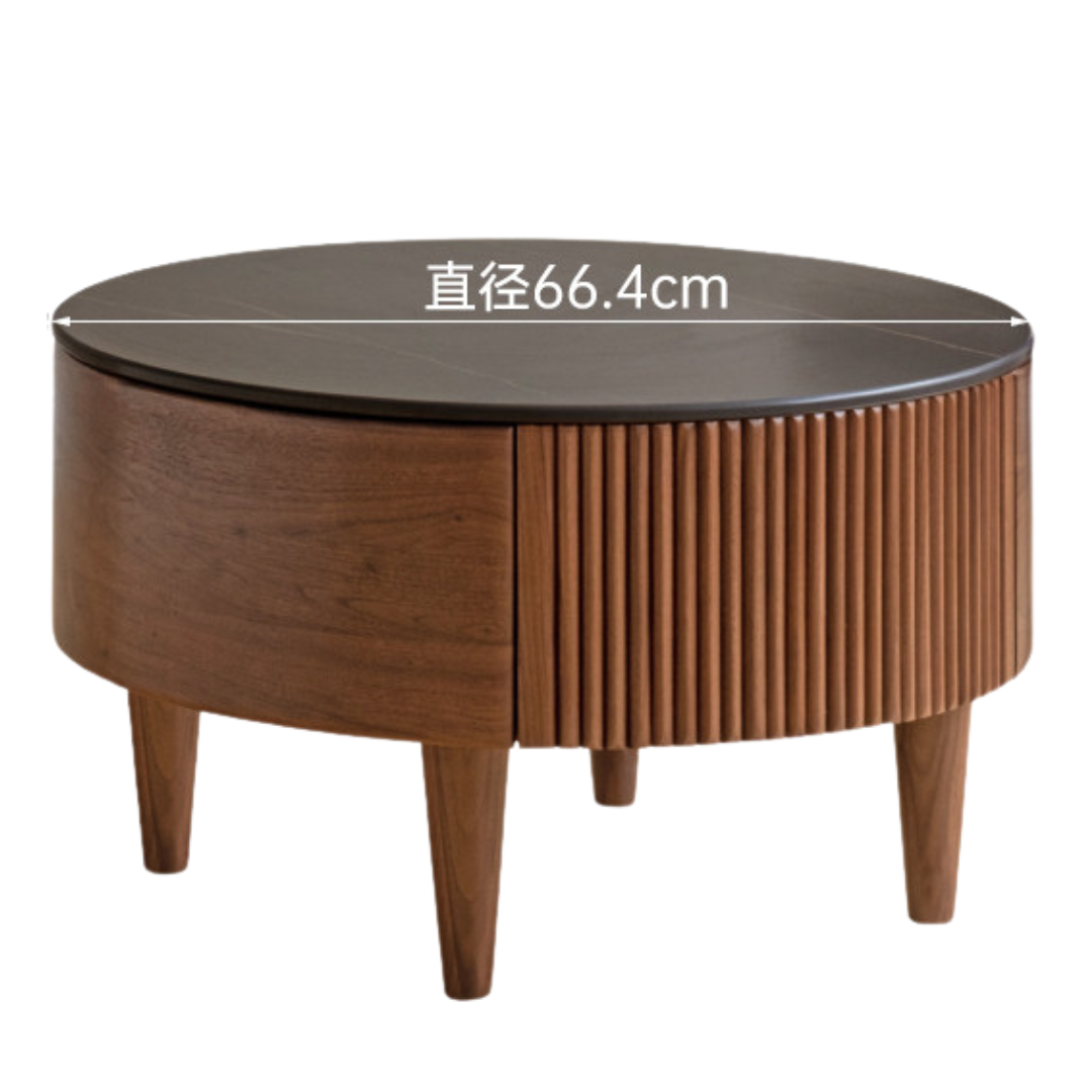 Premium Black Walnut & Ash Solid Wood Combination Rock Plate Coffee Table - Modern Living Room Furniture for Home Decor & Relaxation