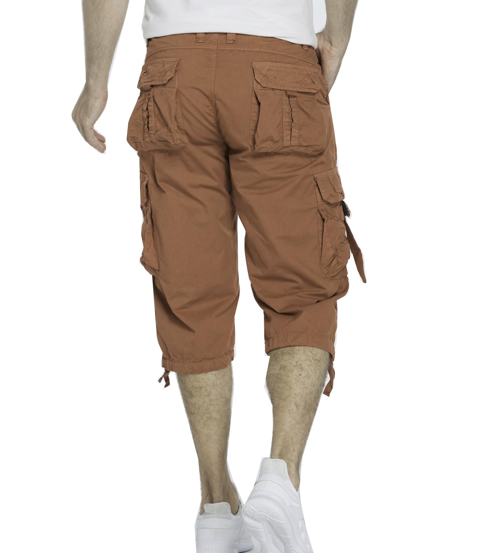 Men's 3/4 Length Cargo Shorts - Below The Knee Stretch Comfort Fit Outdoor Hiking & Summer Casual Wear