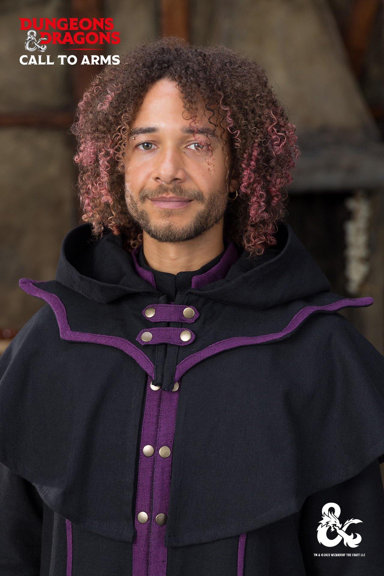 Dungeons & Dragons Warlock Hood Black Purple - Fantasy Cosplay Costume for D&D RPG LARP & Halloween