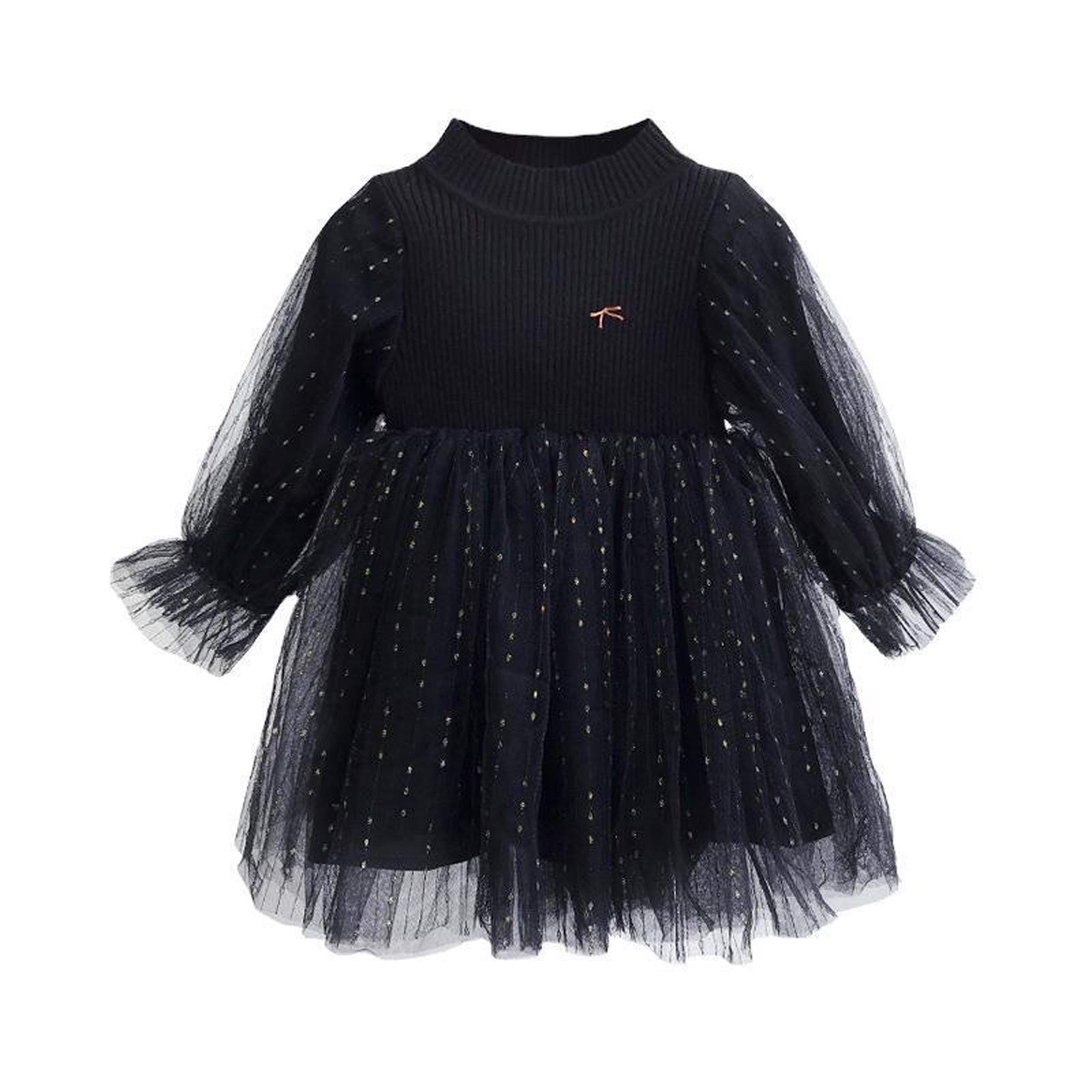 Polka Dot Bow Newborn Baby Girl Dress & Skirt Set - Patchwork Tulle Outfit for Infant Girls (Black, Size L) | Perfect for Birthday Parties, Photo Shoots & Special Occasions