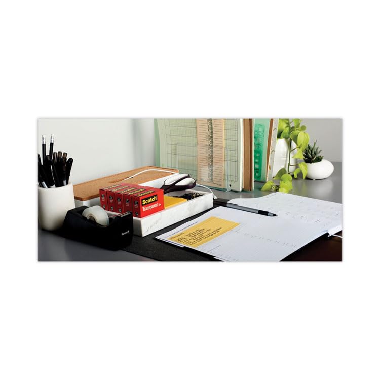 Black Transparent Tape Dispenser Value Pack - 1 Inch Core, 12 Pack for Office, School & Home Use | Heavy-Duty Tape Holder for Desk, Crafting & Packaging