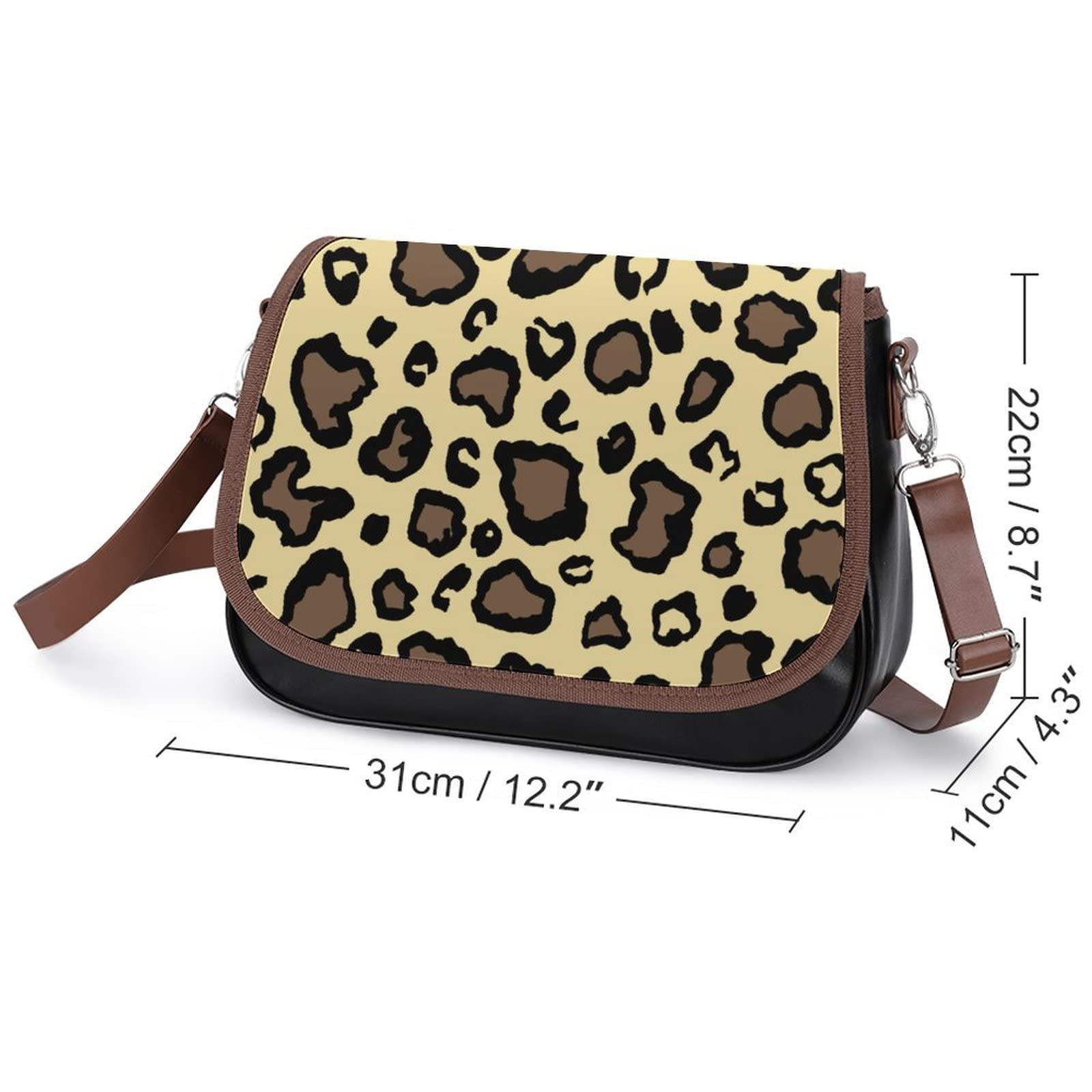 Women's Crossbody Bag Leather Satchel - Fashionable Printed Shoulder Messenger Purse for Women, Yellow Leopard Print Design - Perfect for Work, Travel & Everyday Use