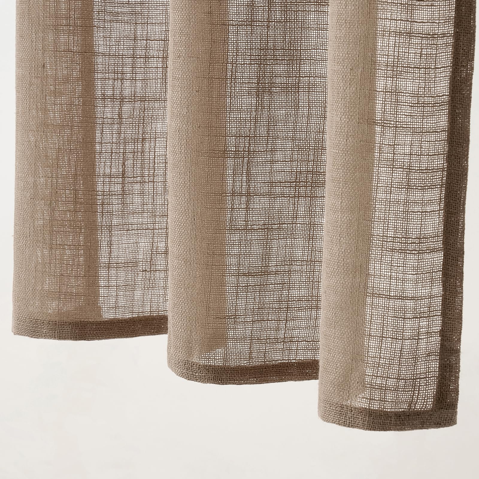 MIULEE Semi-Sheer Cafe Curtains 30 Inch Length - Rustic Linen Kitchen Window Curtains for Over Sink, Bathroom & Basement - Rod Pocket Tier Curtains 2 Panels (26x30 Inches, Taupe) - Perfect for Farmhouse, Cottage & Country Style Homes