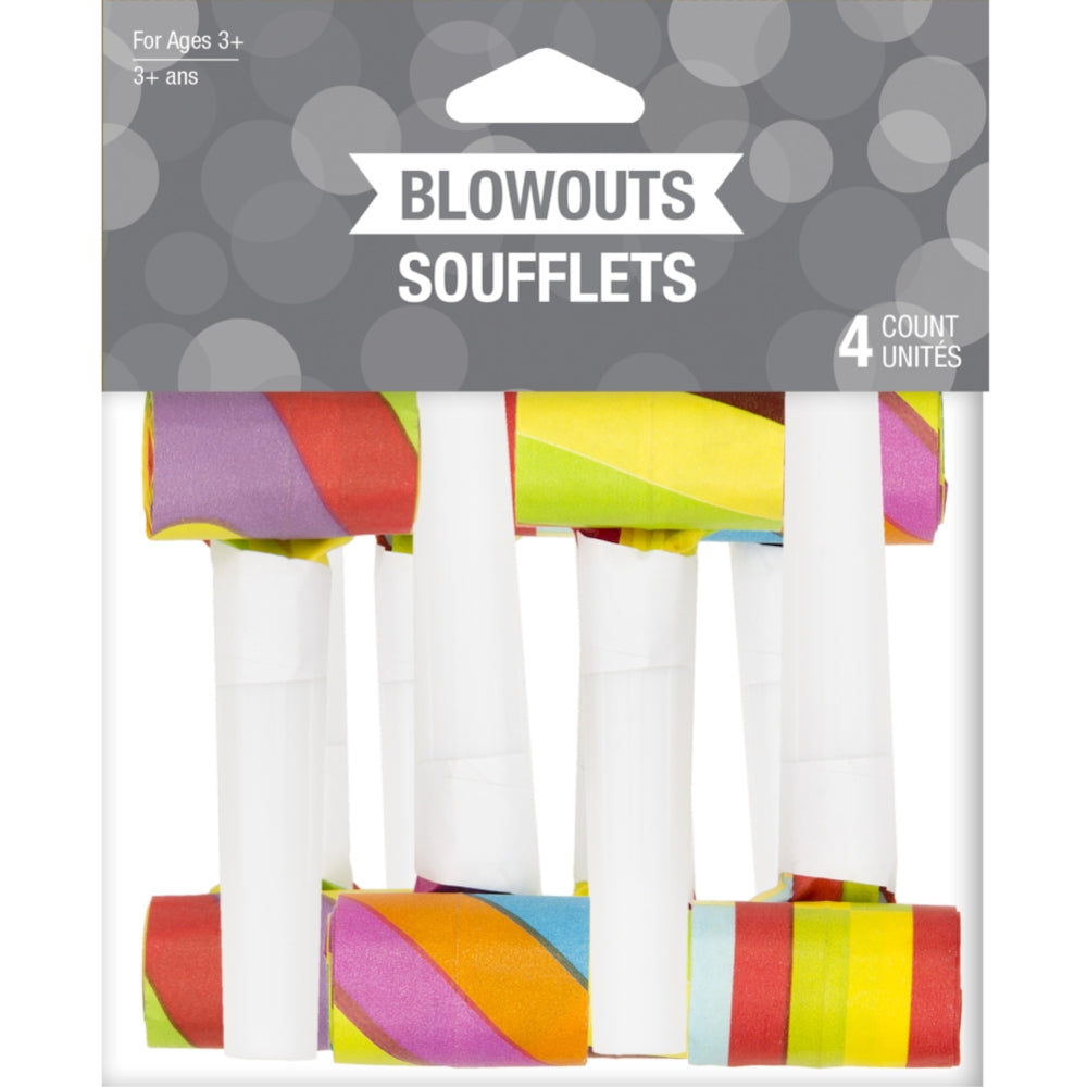 Party Brights Assorted Blowouts Pack of 4 - Colorful Party Favors for Birthdays, Weddings & Celebrations - Perfect for Festive Decorations & Event Supplies