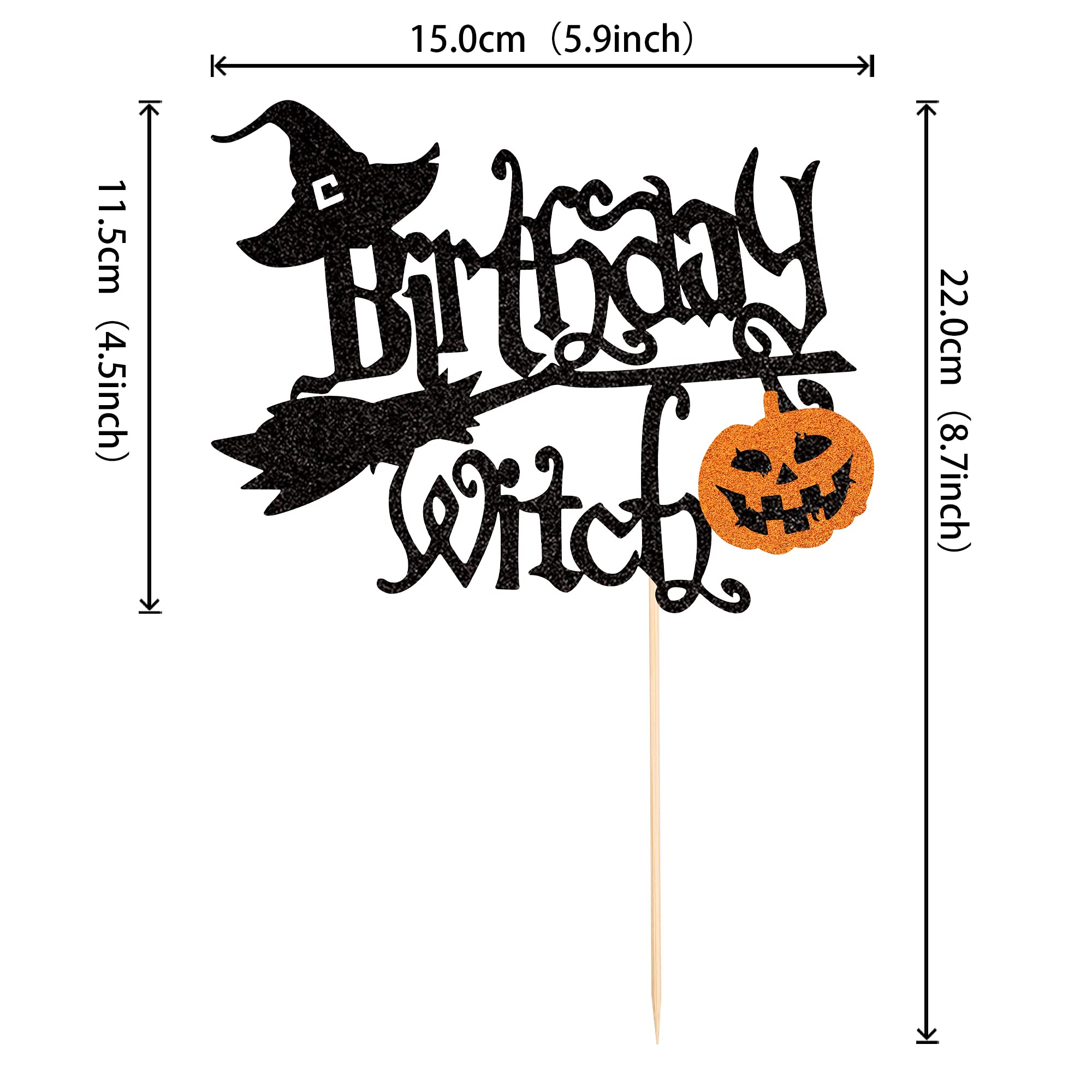 1 PCS Glitter Pumpkin Halloween Witch Cake Topper - Witch Cake Pick Decorations for Halloween Party, Girls Birthday Party Supplies | Perfect for Cupcakes, Cakes, Desserts & Themed Celebrations