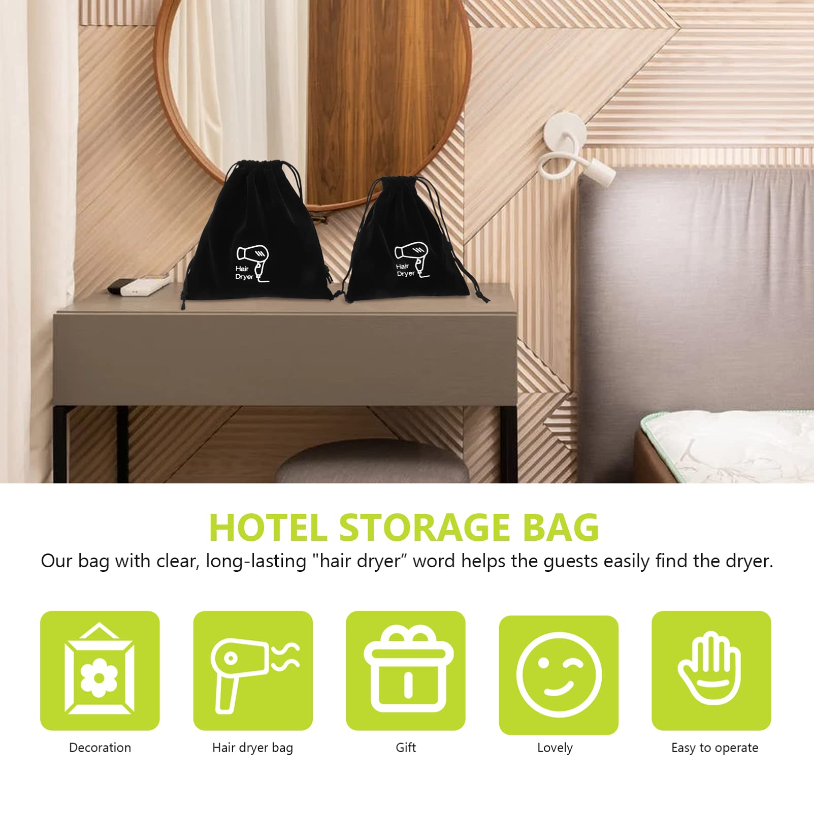 2-Pack Cotton Drawstring Storage Bags for Hair Dryer & Travel Accessories | Dustproof Hair Blower Organizer | Perfect for Travel, Gym & Home Storage