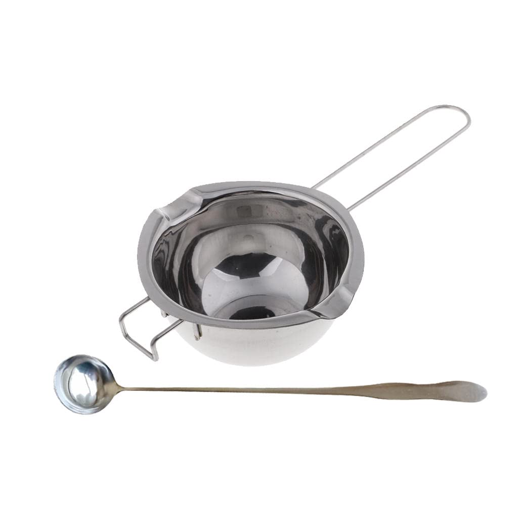 Segolike Long Handle Stainless Steel Candle Wax Melting Pot with Stirring Spoon - Handmade DIY Candle Making Kit for Wax Melting, Soap Making & Essential Oil Blending - Perfect for Home Candle Crafting, Spa Treatments and Aromatherapy