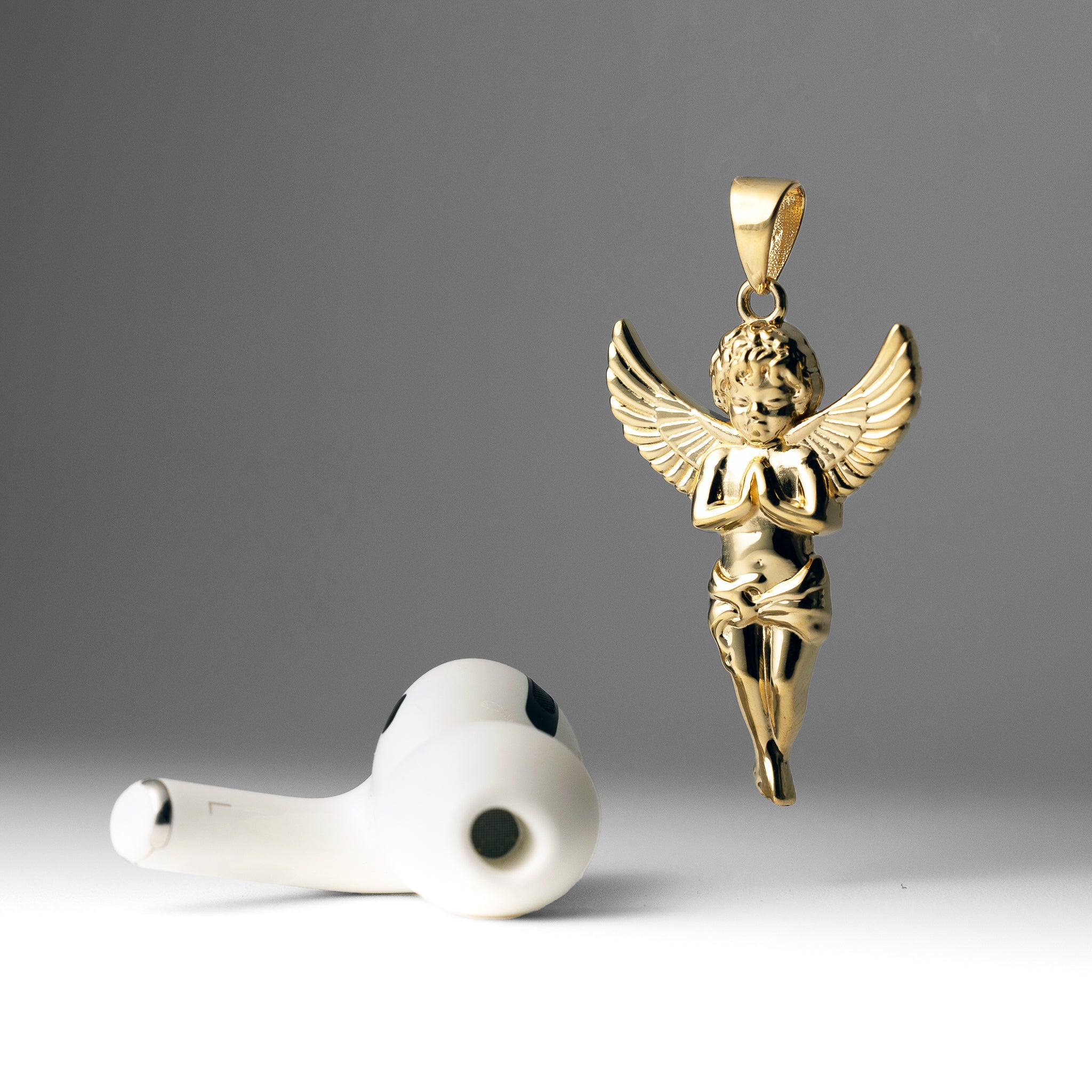 Gold Large Praying Angel Pendant PT2630 - Elegant Religious Jewelry for Women, Perfect for Gifts, Church & Special Occasions